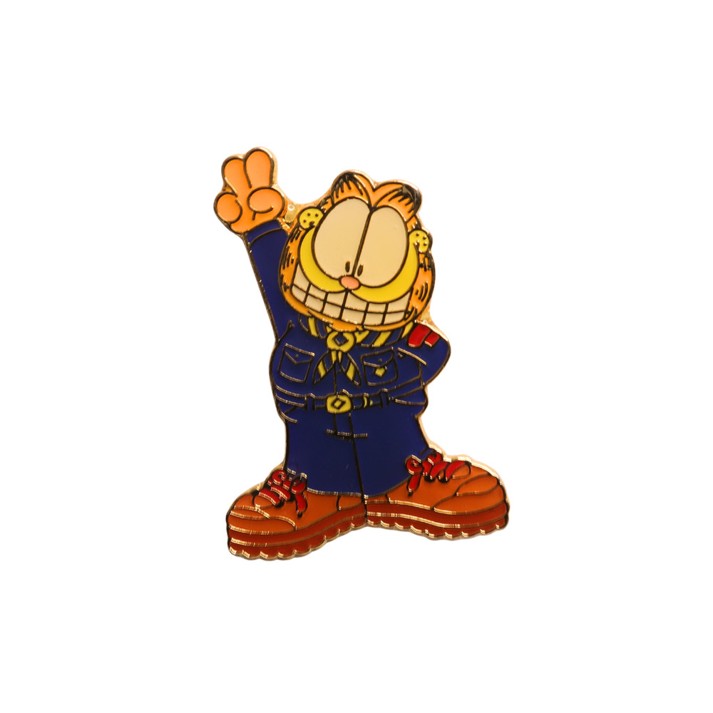 Small Gold Tone Garfield Cub Scout Tie Tack Lapel Pin With Butterfly Clasp 1"